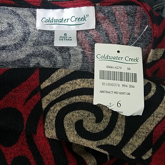 NEW Coldwater Creek Women Cowl Neck Dress Red Tan Black Sz 6 - Picture 9 of 9